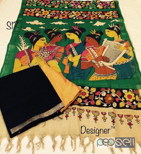 designer brand pen kalamkari cotton dupatta with silk top and bottom at wholesale price- rs1100 each moq- 8pcs no singles or retail wholesalenoncatalo 0 