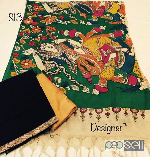 designer brand pen kalamkari cotton dupatta with silk top and bottom at wholesale price- rs1100 each moq- 8pcs no singles or retail wholesalenoncatalo 1 