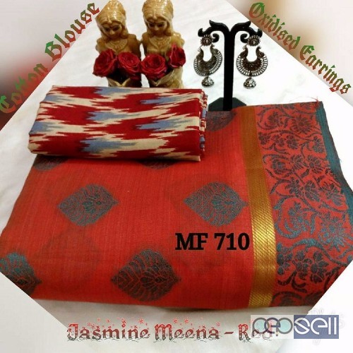 MF710 BRAND cotton sarees with ikkat printed blouse at wholesale- rs750 each moq- 10pcs no singles or retail wholesalecatalogbazaar@gmail.com 1 