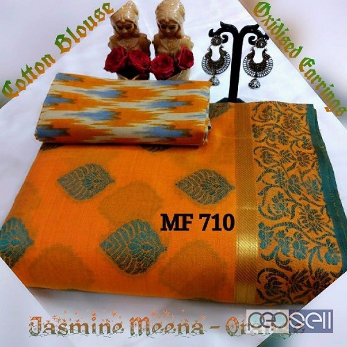 MF710 BRAND cotton sarees with ikkat printed blouse at wholesale- rs750 each moq- 10pcs no singles or retail wholesalecatalogbazaar@gmail.com 2 
