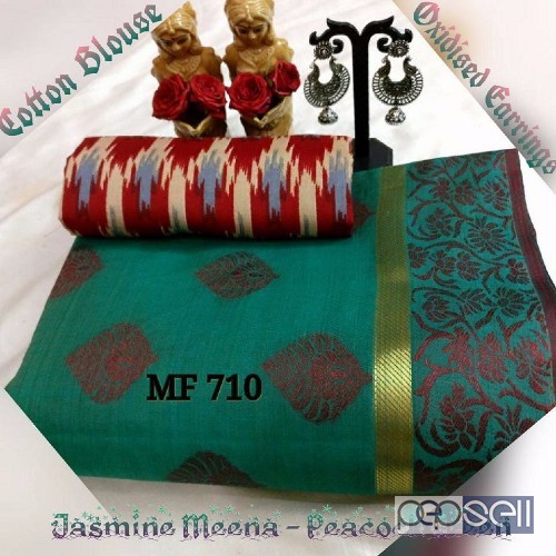 MF710 BRAND cotton sarees with ikkat printed blouse at wholesale- rs750 each moq- 10pcs no singles or retail wholesalecatalogbazaar@gmail.com 5 