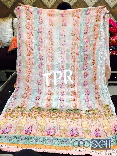 chiffon emboidered TPR brand suits collection price- rs2200 each can be stitched upto size 48 0 