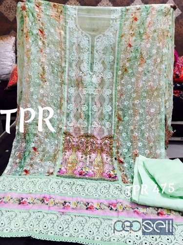 chiffon emboidered TPR brand suits collection price- rs2200 each can be stitched upto size 48 3 
