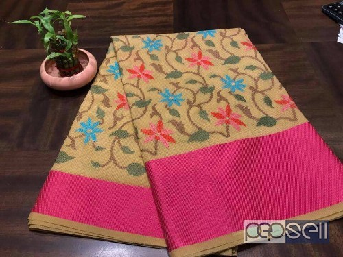elegant kota mercerised embroidered sarees with running blouse 0 
