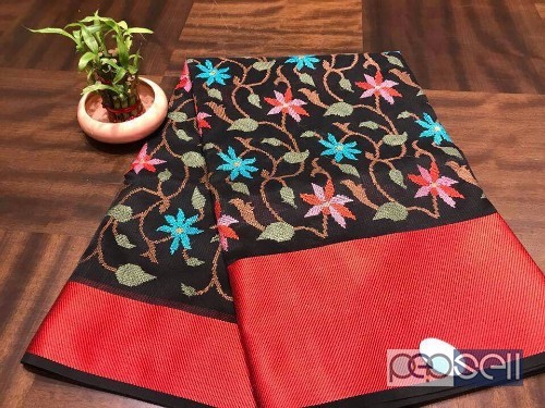 elegant kota mercerised embroidered sarees with running blouse 3 