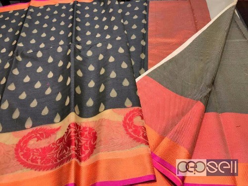 elegant kora organza thread weaving sarees with blouse 1 