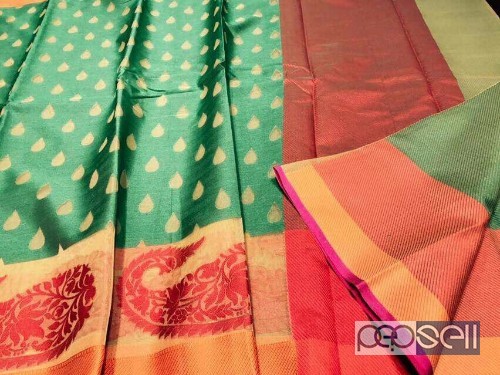 elegant kora organza thread weaving sarees with blouse 2 