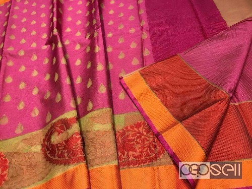elegant kora organza thread weaving sarees with blouse 4 