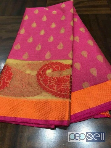 elegant kora organza thread weaving sarees with blouse 5 