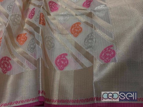 elegant mercerised kota sarees with zari and thread weaving, running blouse 1 