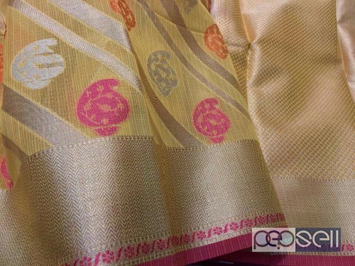 elegant mercerised kota sarees with zari and thread weaving, running blouse 2 