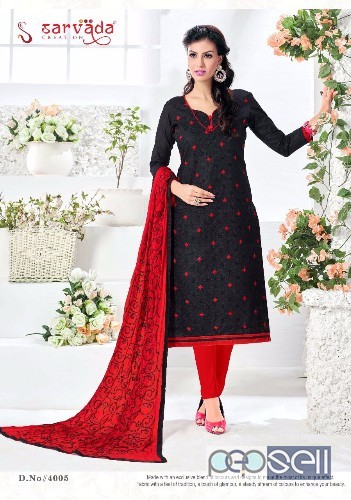 elegant sarvada cotton embroidery suits with nazneen dupatta available 0 