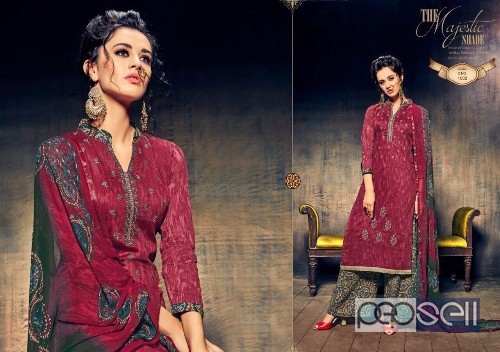 elegant karachi prints zam silk emboidered plazzo suits available 2 