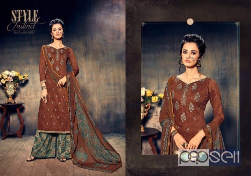 elegant karachi prints zam silk emboidered plazzo suits available 4 