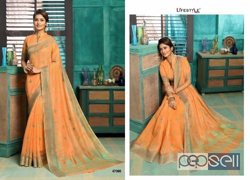 elegant lifestyle munnar cotton work sarees with blouse piece avaialble 0 