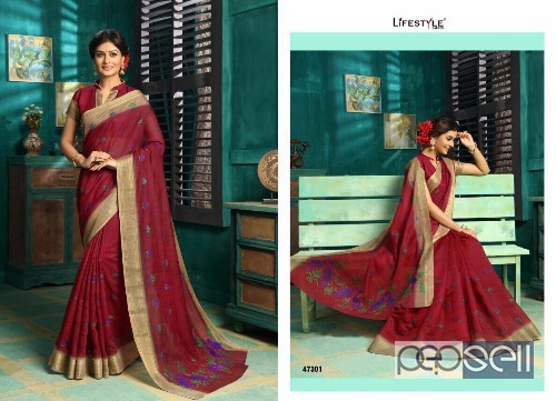 elegant lifestyle munnar cotton work sarees with blouse piece avaialble 1 