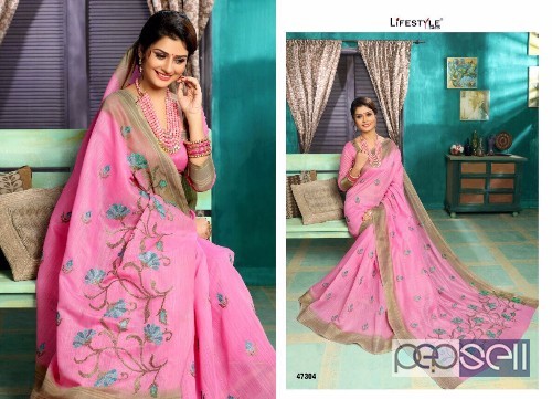 elegant lifestyle munnar cotton work sarees with blouse piece avaialble 2 