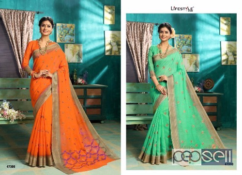 elegant lifestyle munnar cotton work sarees with blouse piece avaialble 3 
