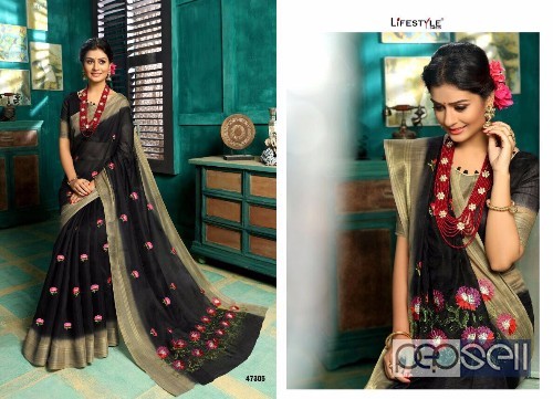 elegant lifestyle munnar cotton work sarees with blouse piece avaialble 5 