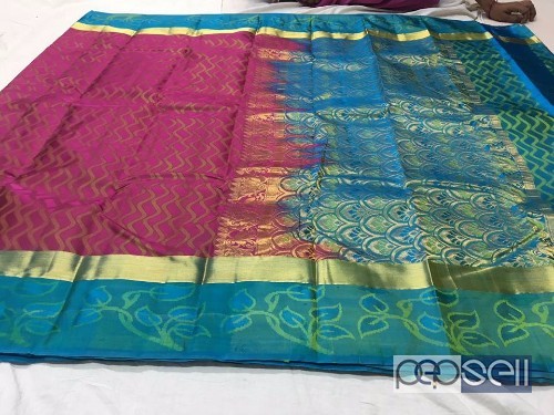 elegant soft silk sarees with rich pallu and contrast blouse, silk weaving work all over body 0 