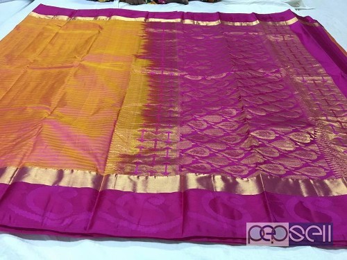 elegant soft silk sarees with rich pallu and contrast blouse, silk weaving work all over body 1 