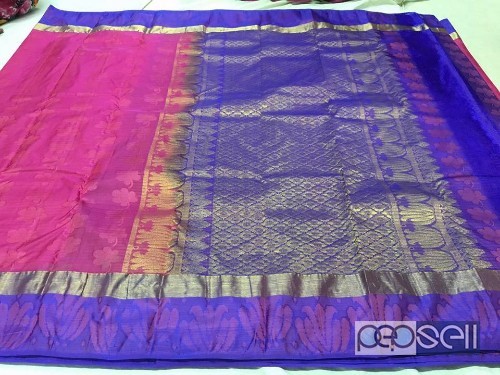 elegant soft silk sarees with rich pallu and contrast blouse, silk weaving work all over body 2 