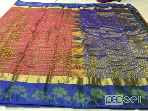 elegant soft silk sarees with rich pallu and contrast blouse, silk weaving work all over body 3 