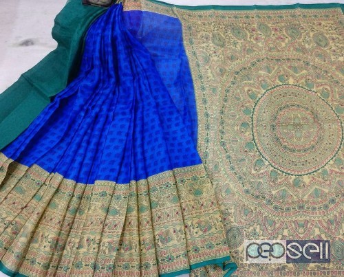elegant kalamkari and pochampally printed manipuri kota silk sarees available 0 