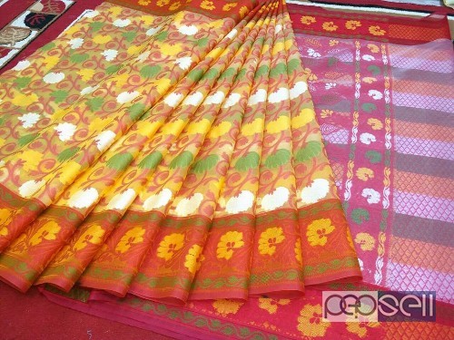 elegant muslin kora jakarta handloom sarees with running blouse avaulable 2 