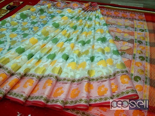 elegant muslin kora jakarta handloom sarees with running blouse avaulable 3 
