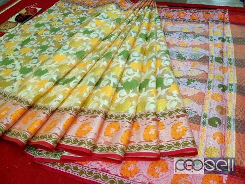 elegant muslin kora jakarta handloom sarees with running blouse avaulable 4 