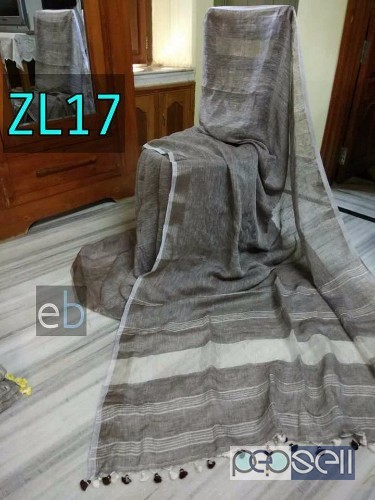 elegant latest collection of ZL linen sarees with running blouse available 0 