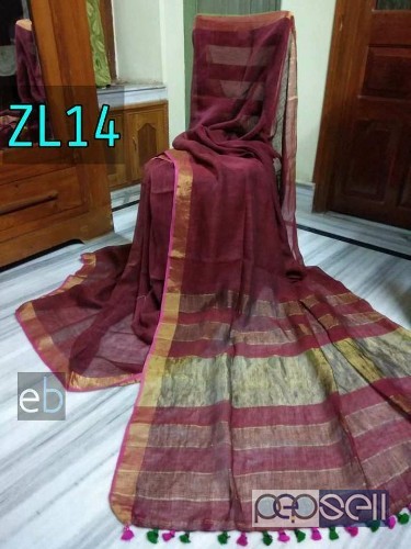 elegant latest collection of ZL linen sarees with running blouse available 4 