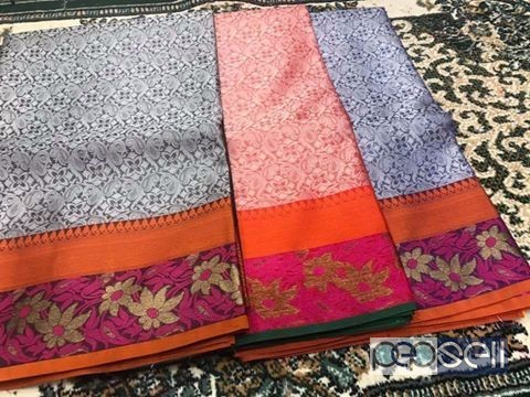 elegant soft kora sarees with woven kanjivaram style borders and blouse 0 