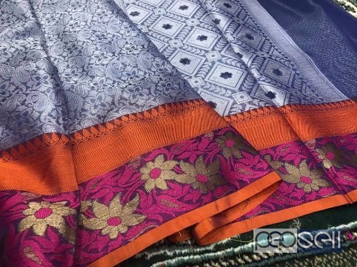 elegant soft kora sarees with woven kanjivaram style borders and blouse 1 