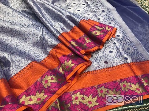 elegant soft kora sarees with woven kanjivaram style borders and blouse 2 