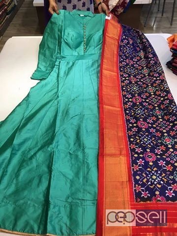 elegant silk anarkali top with ikkat and bandhni dupatta, no bottom available 1 
