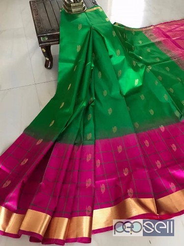 elegant gadwal soft silk sarees with check border and rich pallu, blouse as pallu color with zari border  2 