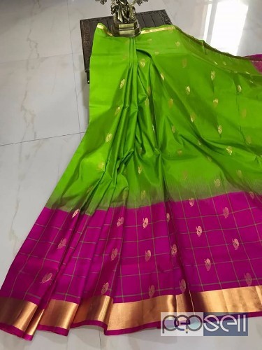 elegant gadwal soft silk sarees with check border and rich pallu, blouse as pallu color with zari border  3 