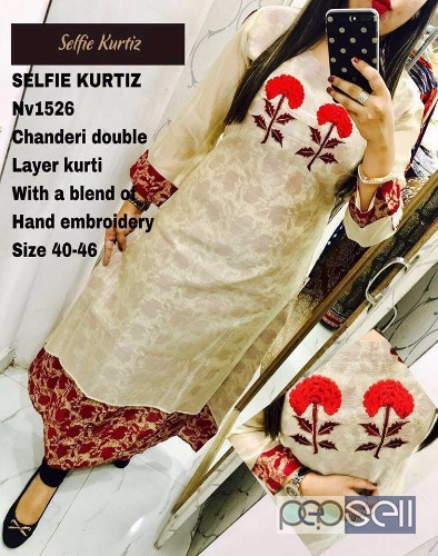 elegant selfie designer cotton and rayon long length kurtis available in all sizes 0 