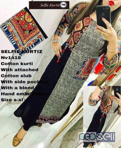elegant selfie designer cotton and rayon long length kurtis available in all sizes 3 