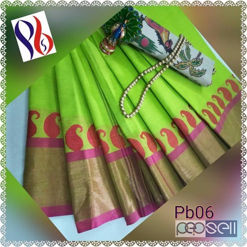 elegant latest pb chettinadu sarees with kalamkari blouse and neckpiece available 3 