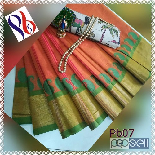 elegant latest pb chettinadu sarees with kalamkari blouse and neckpiece available 5 