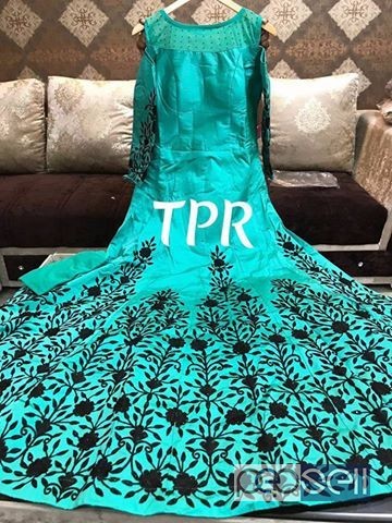 elegant tpr silk embrodiered gowns and silk crop top with bottom and skirt and designer dupatta available 1 