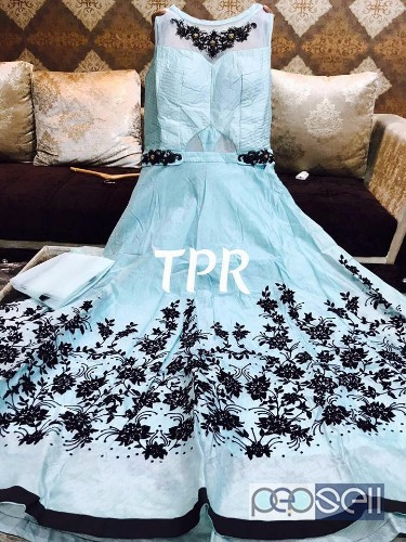 elegant tpr silk embrodiered gowns and silk crop top with bottom and skirt and designer dupatta available 4 