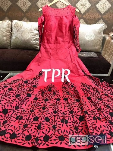 elegant tpr silk embrodiered gowns and silk crop top with bottom and skirt and designer dupatta available 5 