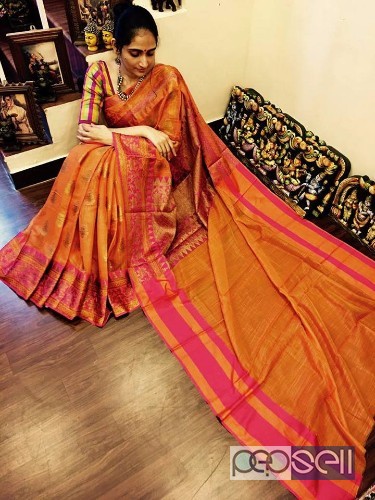 elegant latest designer khadi silk cotton sarees with running blouse available 2 