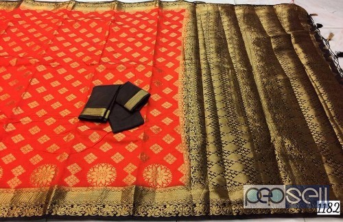 elegant latest organza silk sarees with rich pallu and contrast blouse available 4 