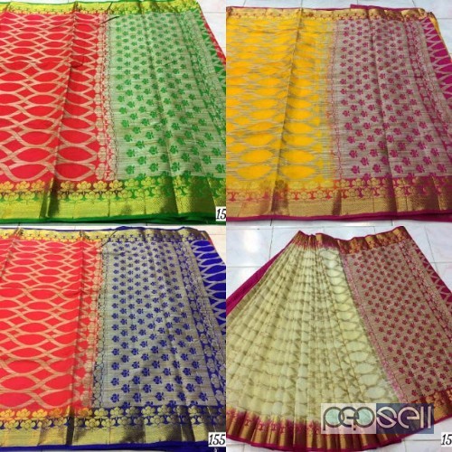 elegant organza silk sarees with contrast pallu and blouse available 1 