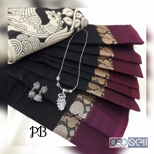 PB brand chettinad cotton sarees with kalamkari blouse 0 